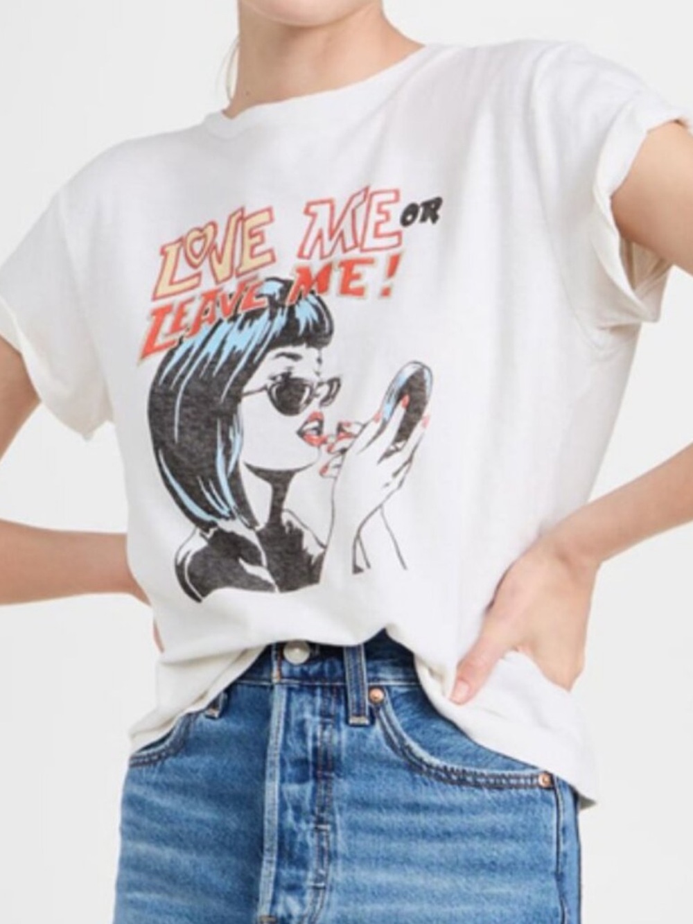 Re/Done 'Love Me or Leave me' Vintage Graphic Boxy Tee EUC Size Medium.
